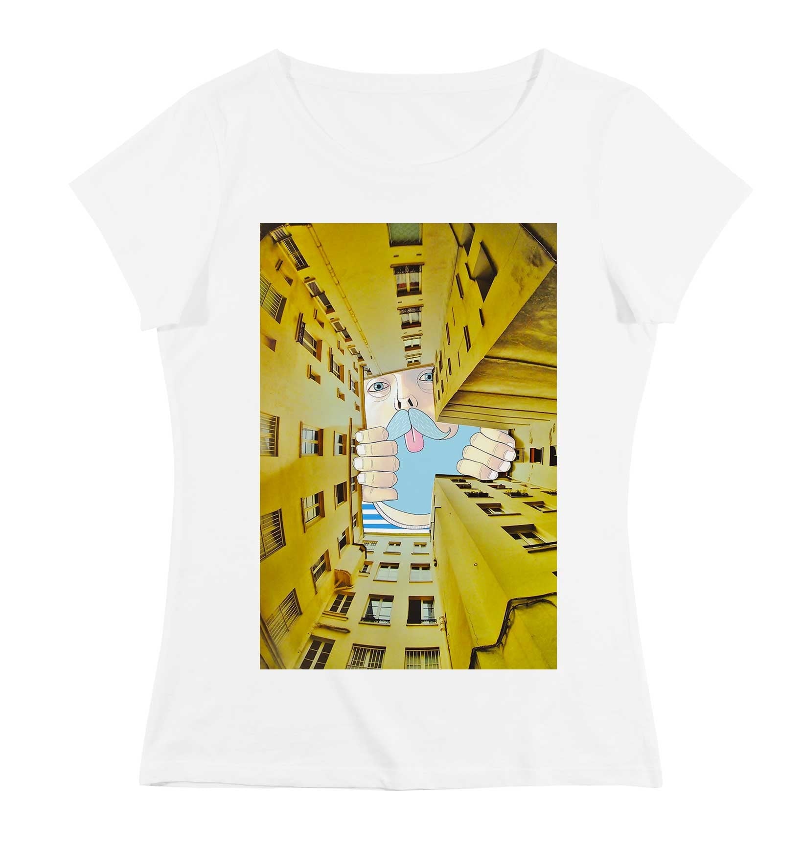 T-shirt Femme avec un Femme Barbu Malicieux Grafitee