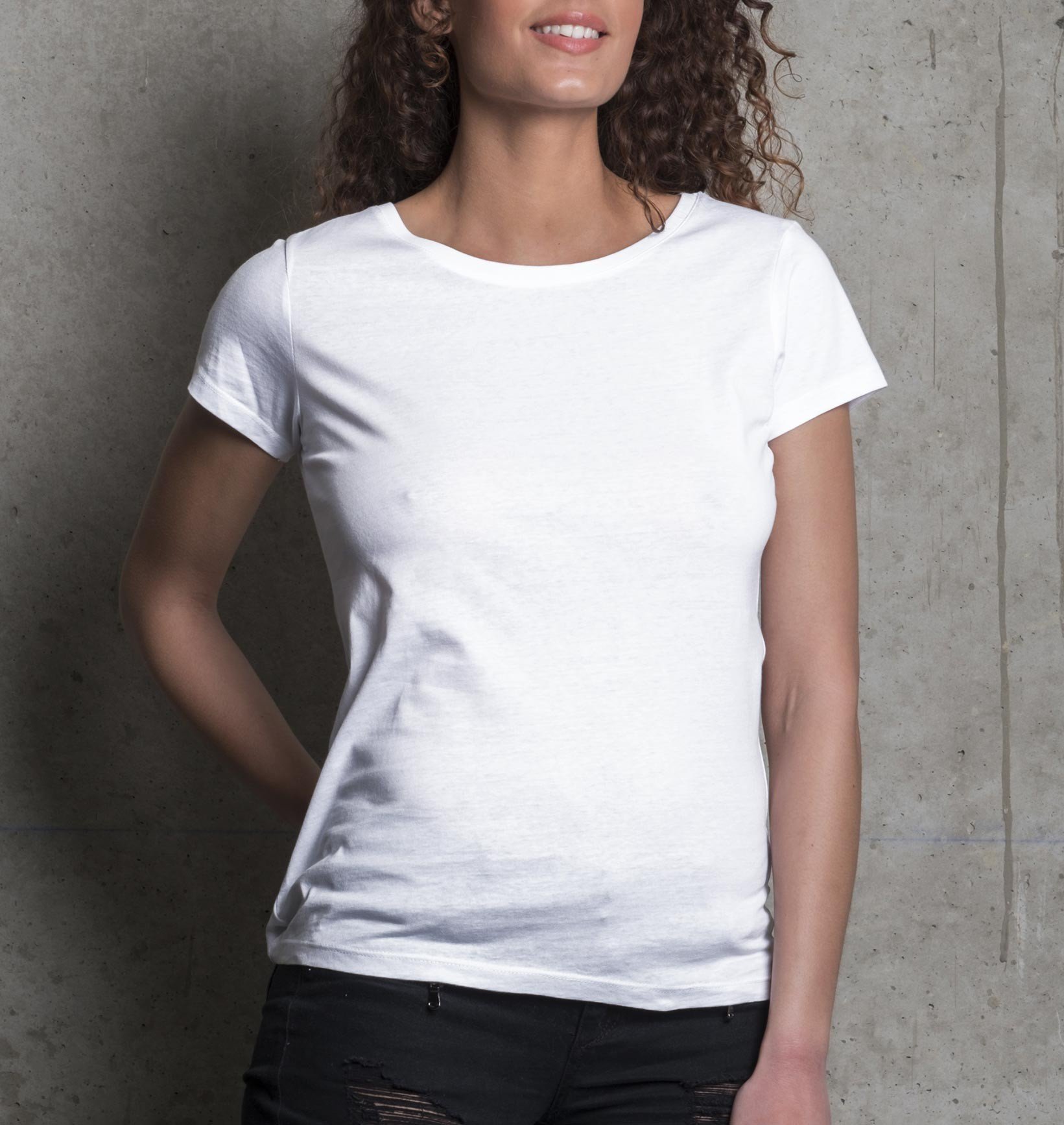 T-shirt Uni Femme Blanc de couleur Blanc