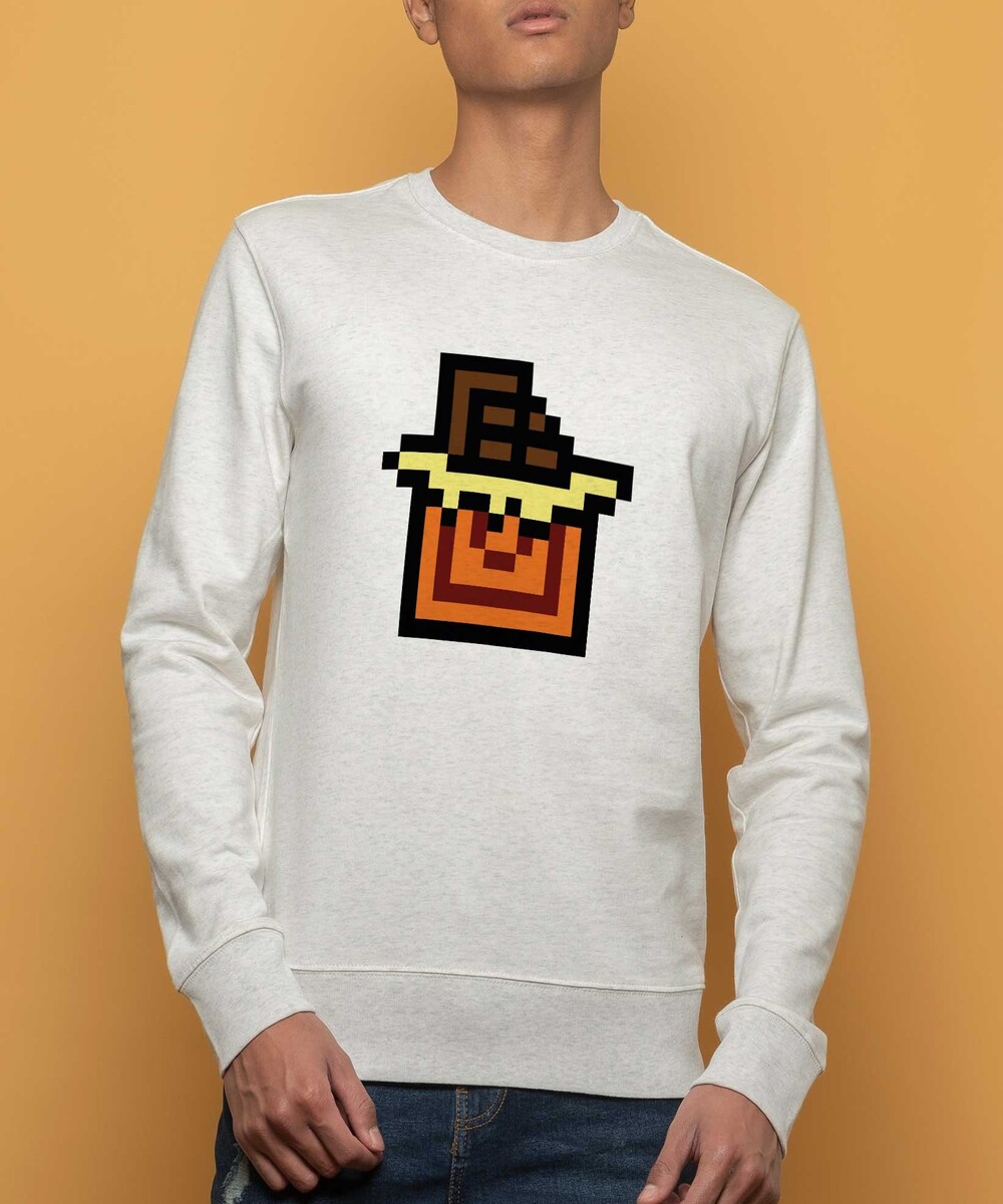 Sweat pour Homme Pixel Chocolat de couleur Beige chiné