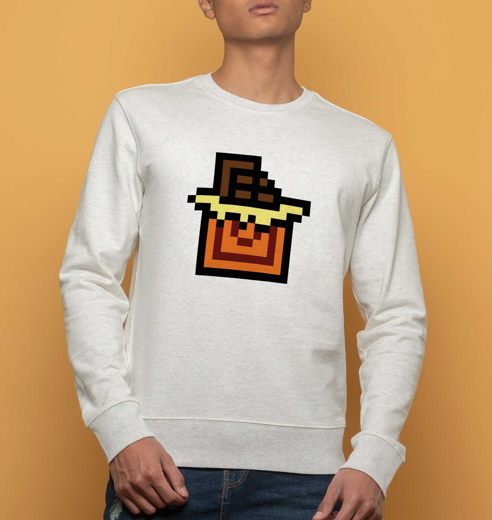 Sweat Pixel Chocolat de couleur Gris chiné