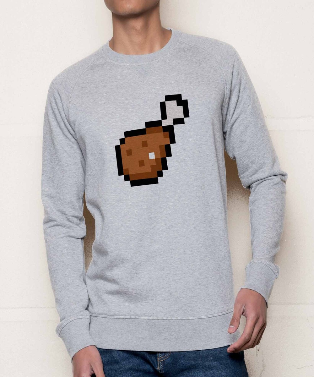 Sweat pour Homme Pixel Chicken de couleur Gris chiné