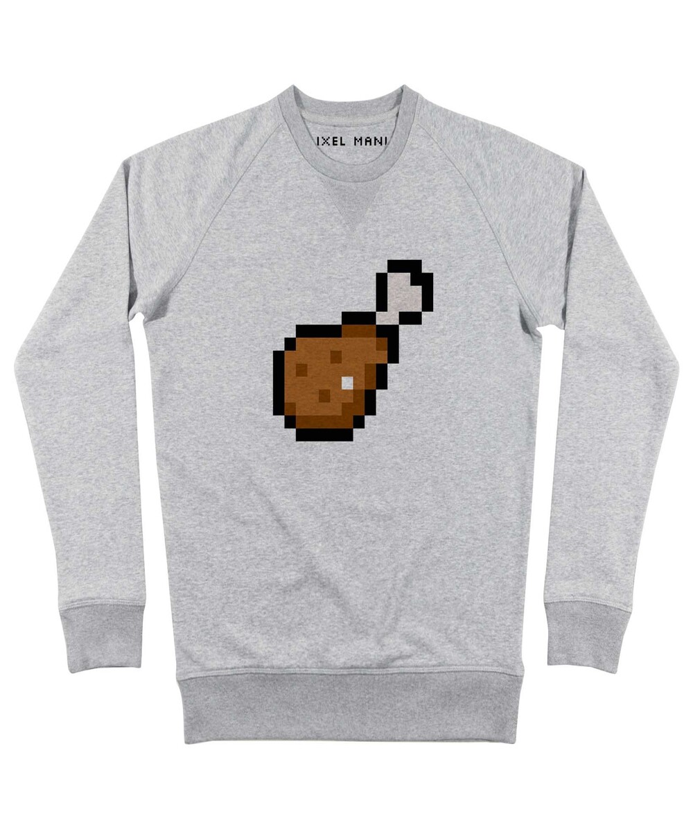 Sweat pour Homme Pixel Chicken de couleur Gris chiné