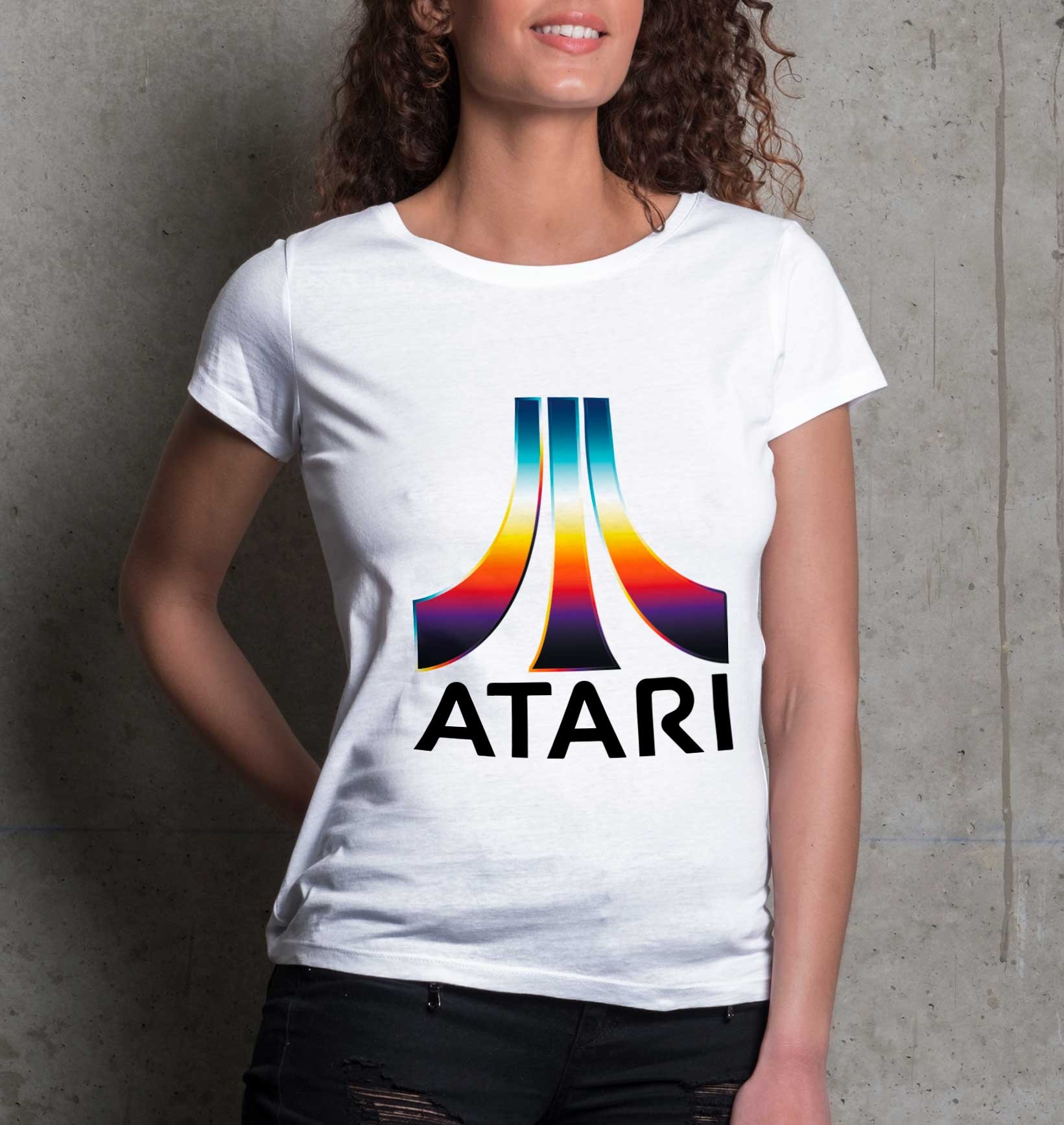 T-shirt Femme Atari Vintage de couleur Blanc
