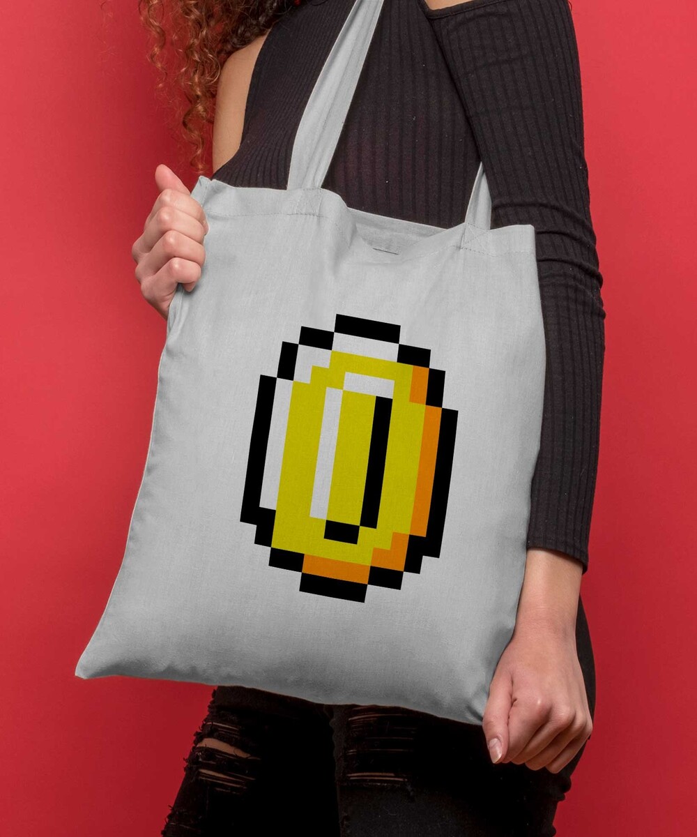 Tote Bag pour Femme Pixel Coins de couleur Gris
