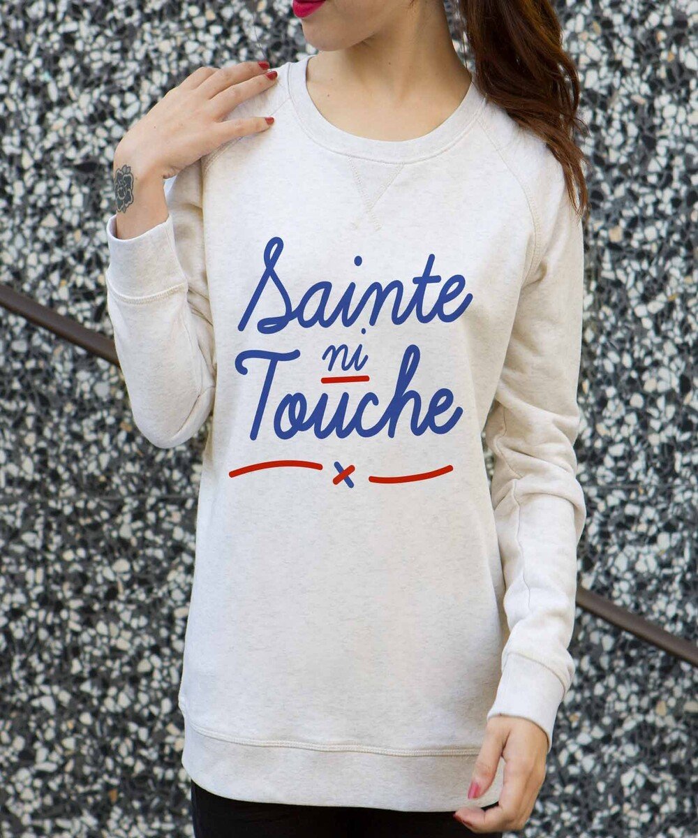 Sweat pour Femme Sainte Ni Touche de couleur Beige chiné