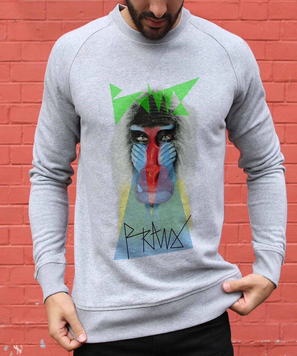 Sweat pour Homme Babouin de couleur Gris chiné