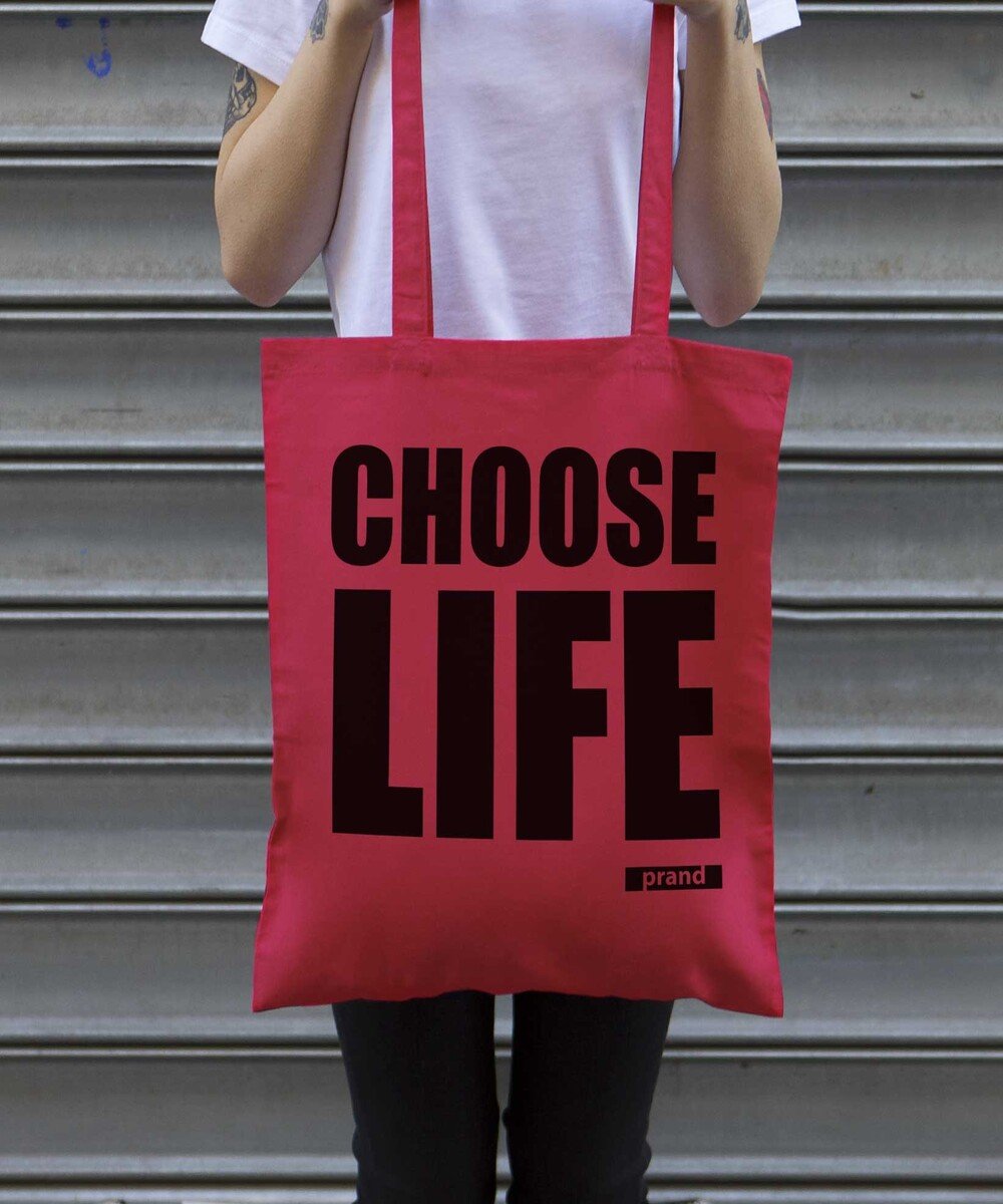 Tote Bag Choose Life de couleur Cranberry