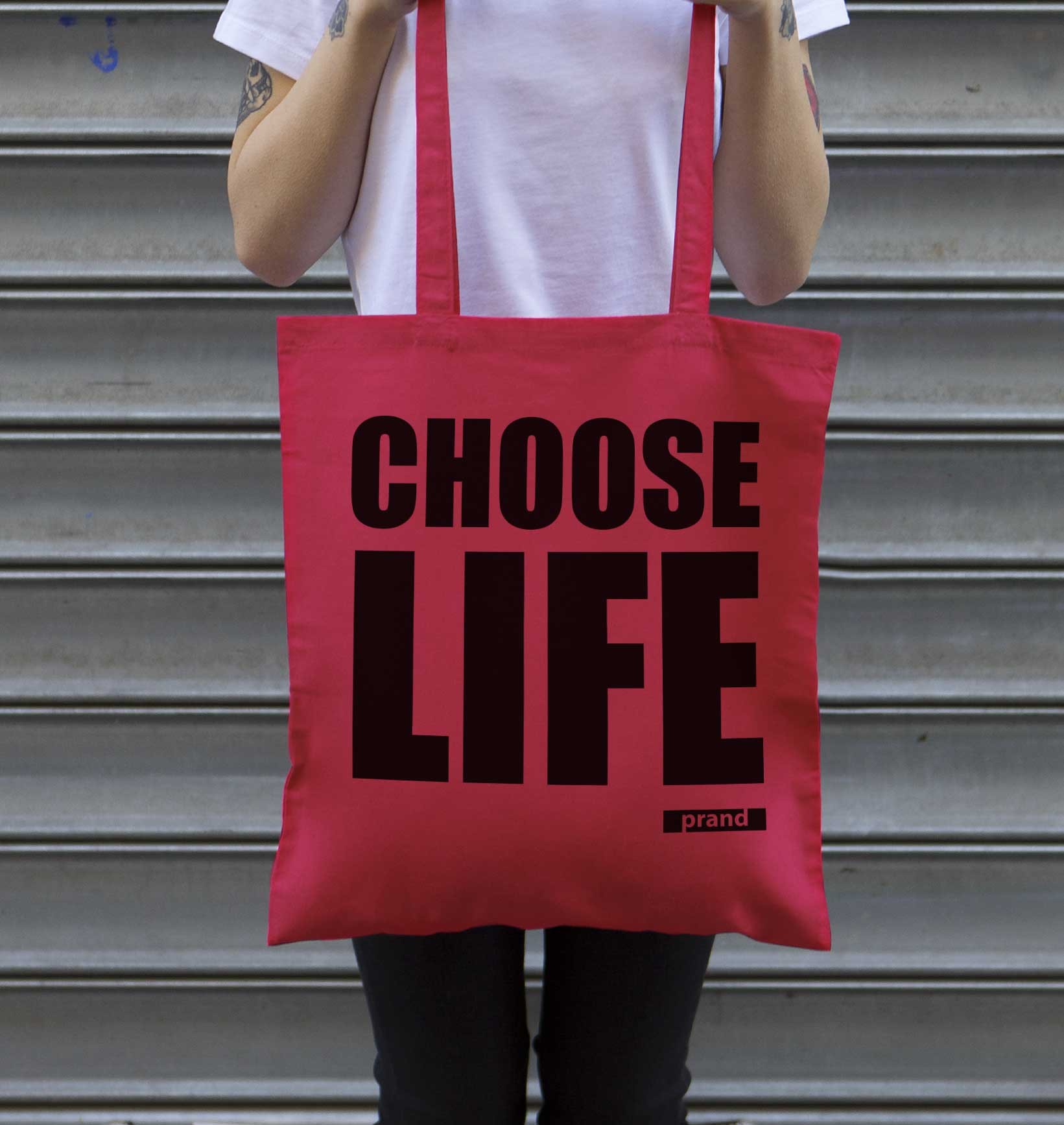 Tote Bag Choose Life de couleur Rouge cranberry par Prand