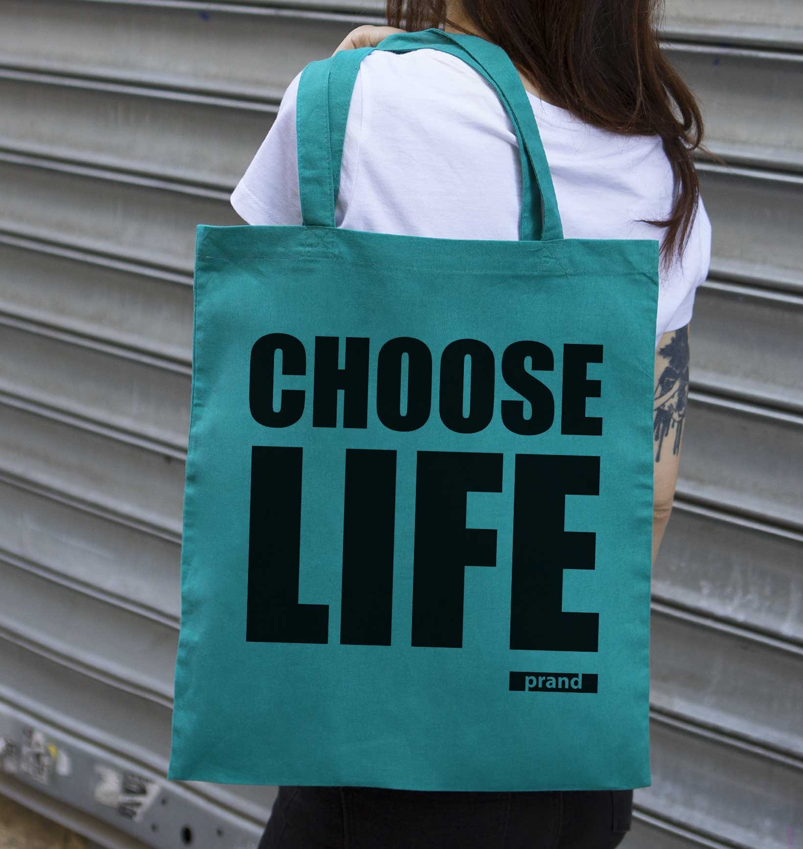 Tote Bag Choose Life de couleur Marron par Prand