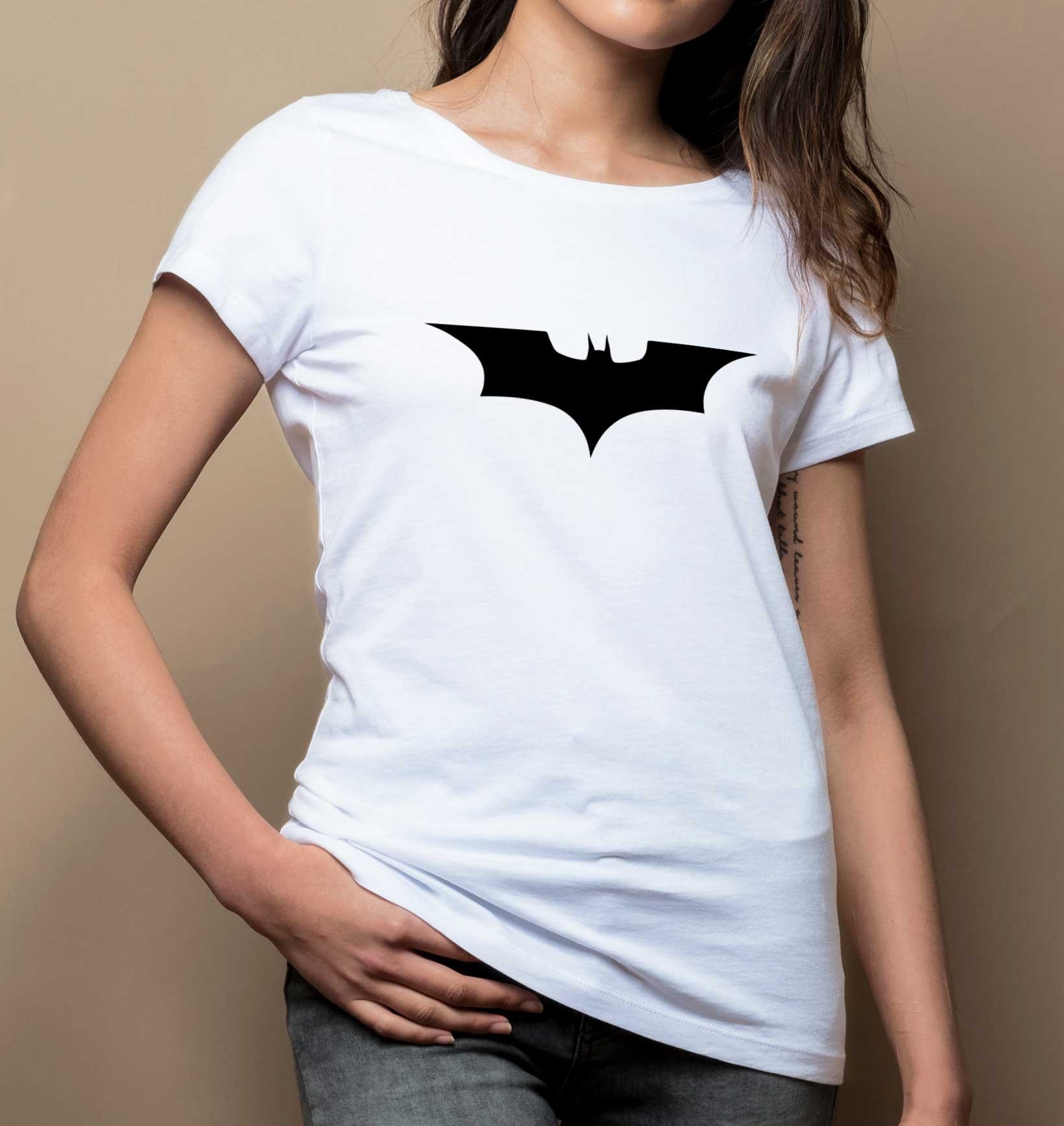 T-shirt Femme Logo Batman de couleur Blanc