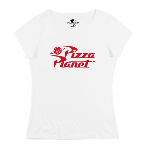 T-shirt pour Femme Femme Pizza Planet de couleur Blanc