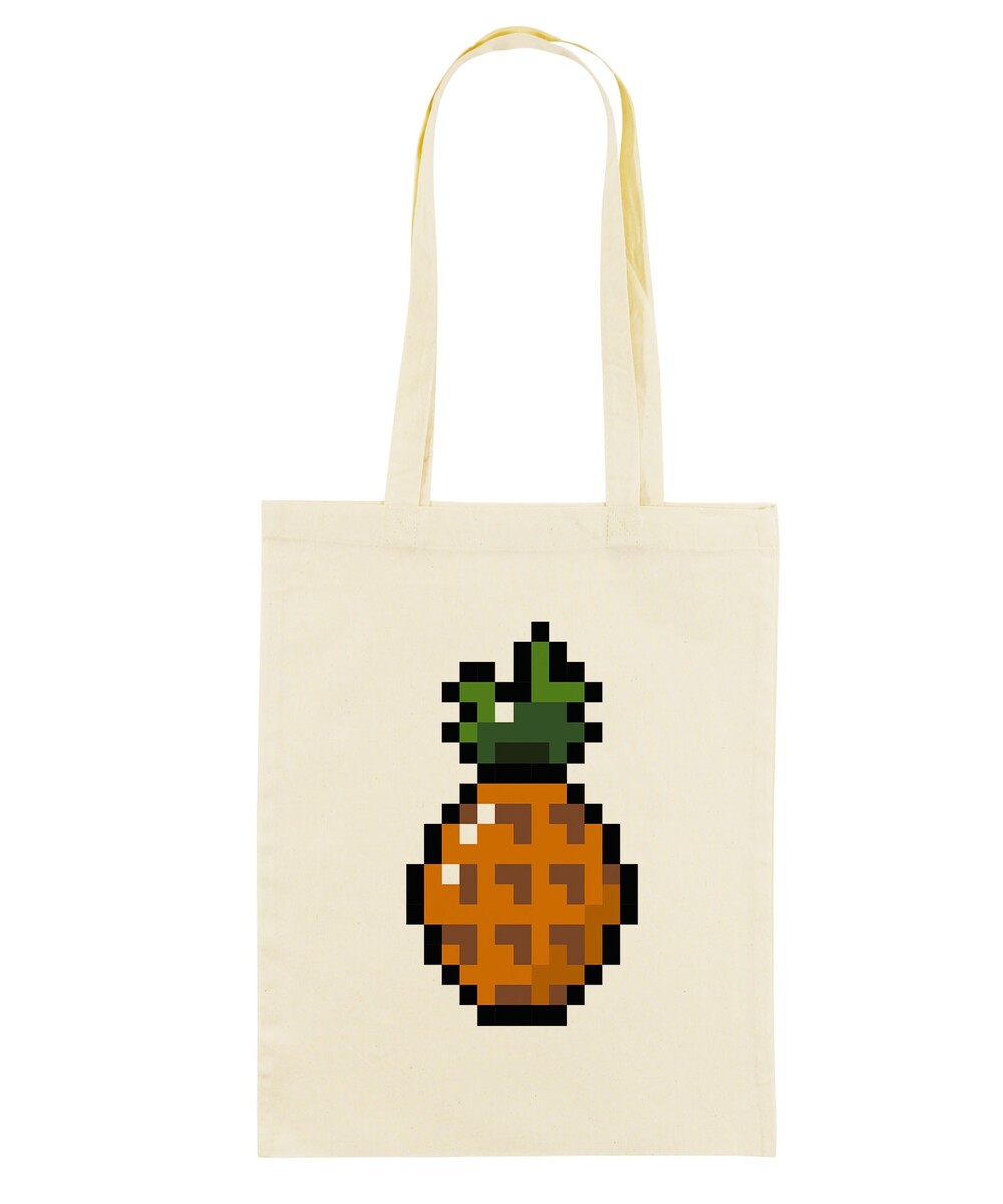 Tote Bag pour Femme Pixel Ananas de couleur Écru