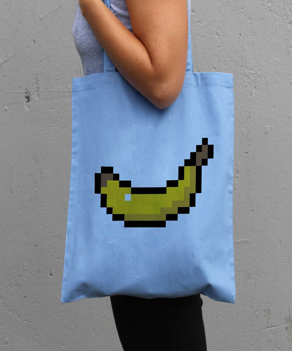 Tote Bag pour Femme Pixel Banane de couleur Bleu clair