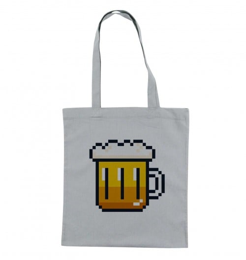 Tote Bag pour Femme Pixel Bière de couleur Gris