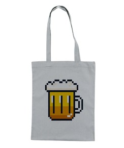 Tote Bag pour Femme Pixel Bière de couleur Gris
