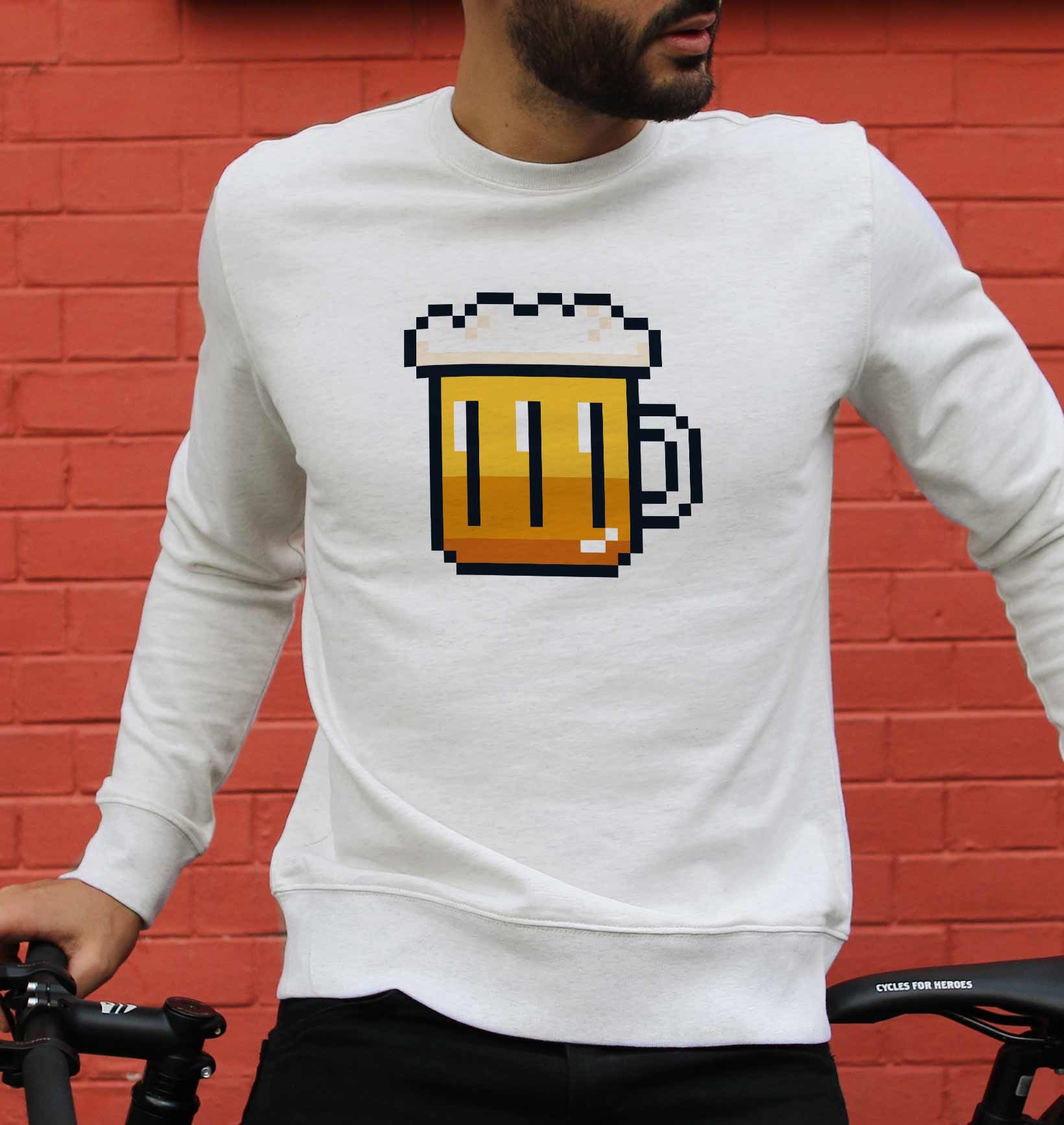 Sweat Pixel Bière de couleur Gris chiné