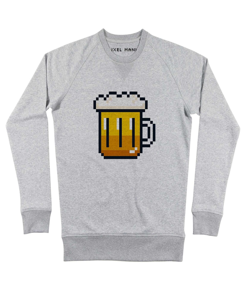 Sweat pour Homme Pixel Bière de couleur Gris chiné