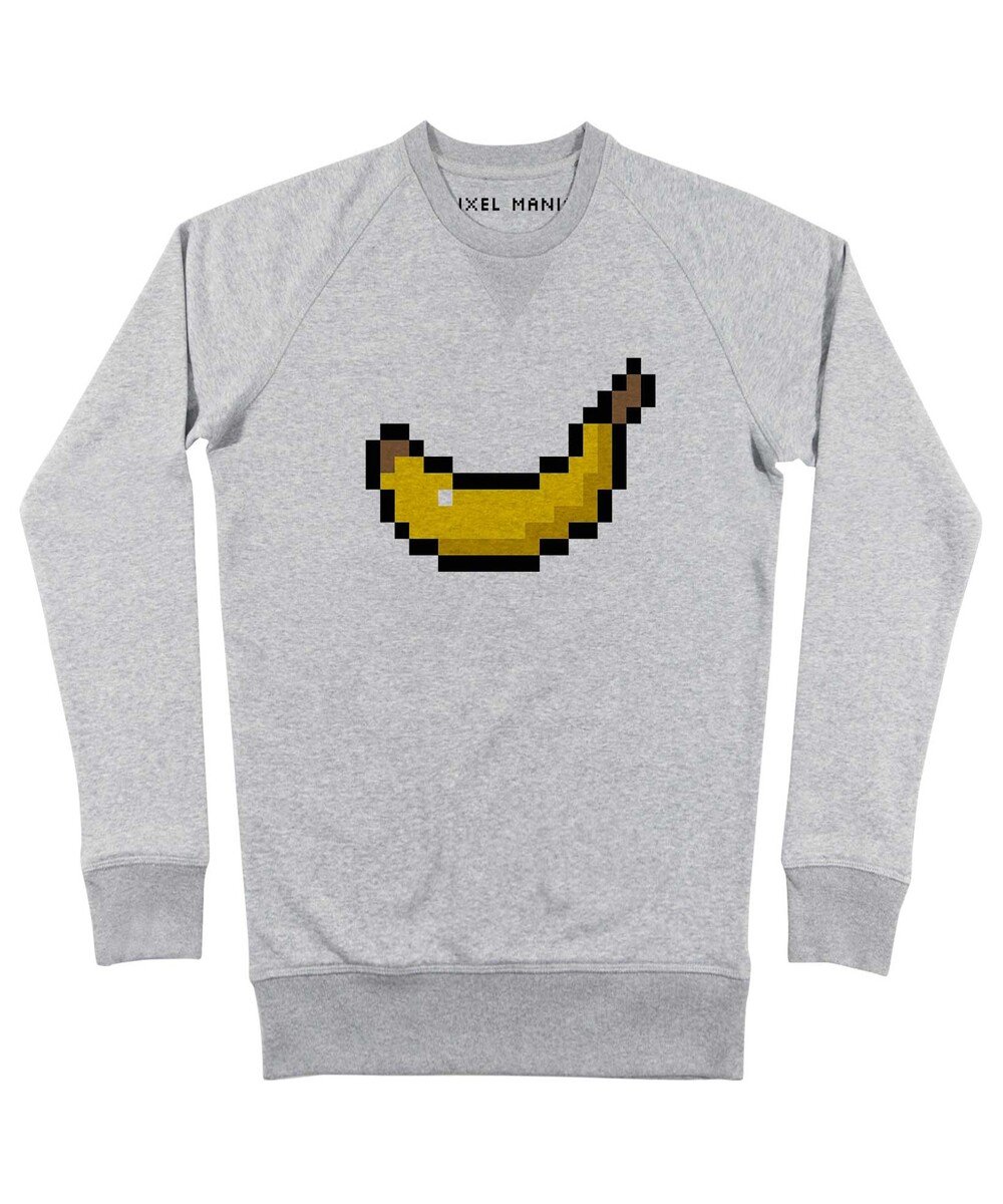 Sweat pour Homme Homme Pixel Banane de couleur Gris chiné