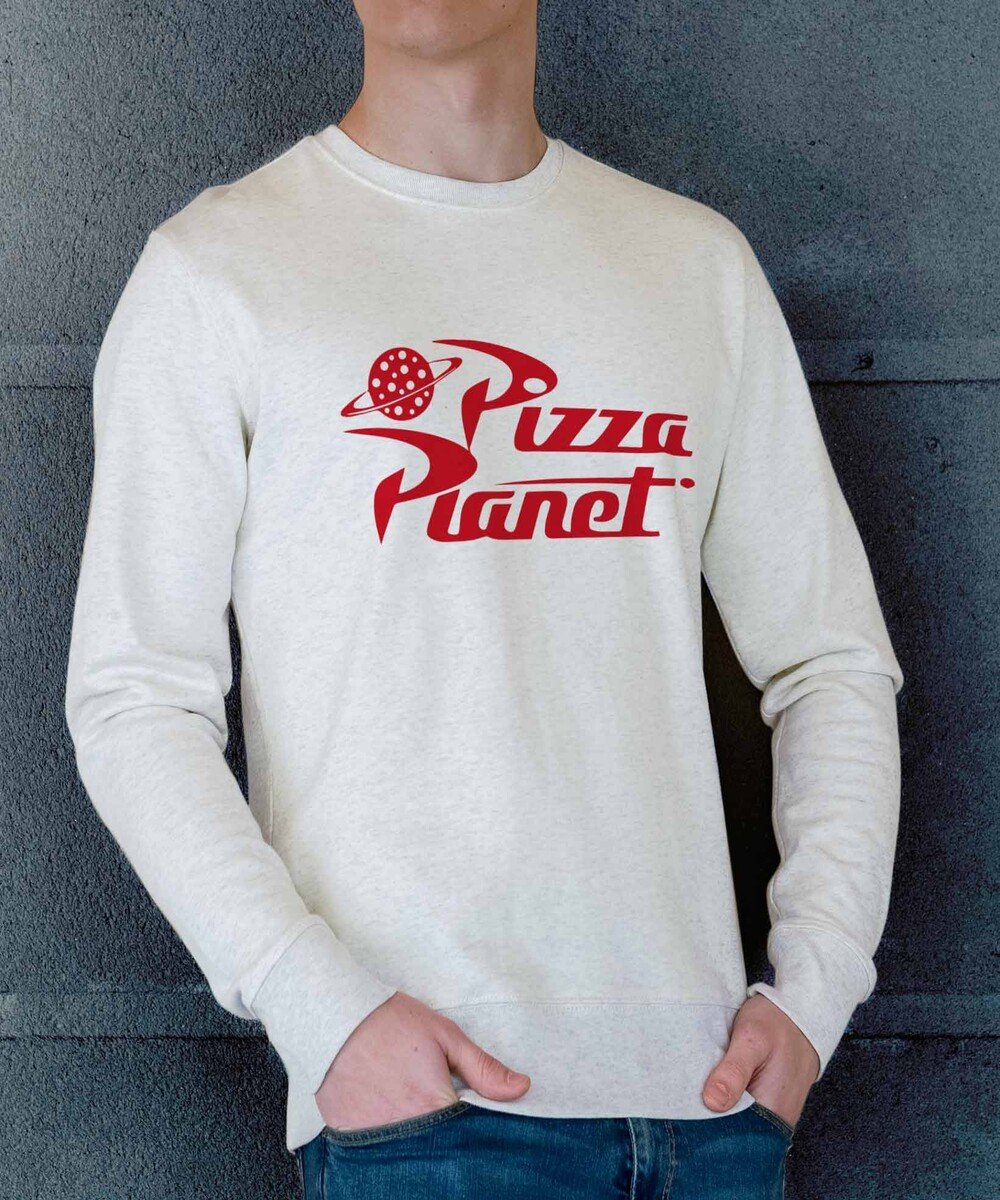 Sweat pour Homme Pizza Planet de couleur Beige chiné