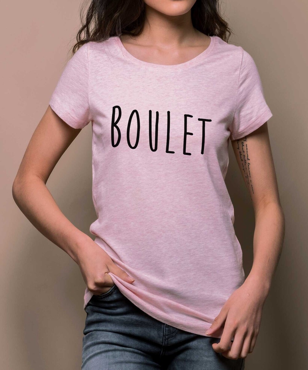 T-shirt pour Femme Femme Boulet de couleur Rose chiné