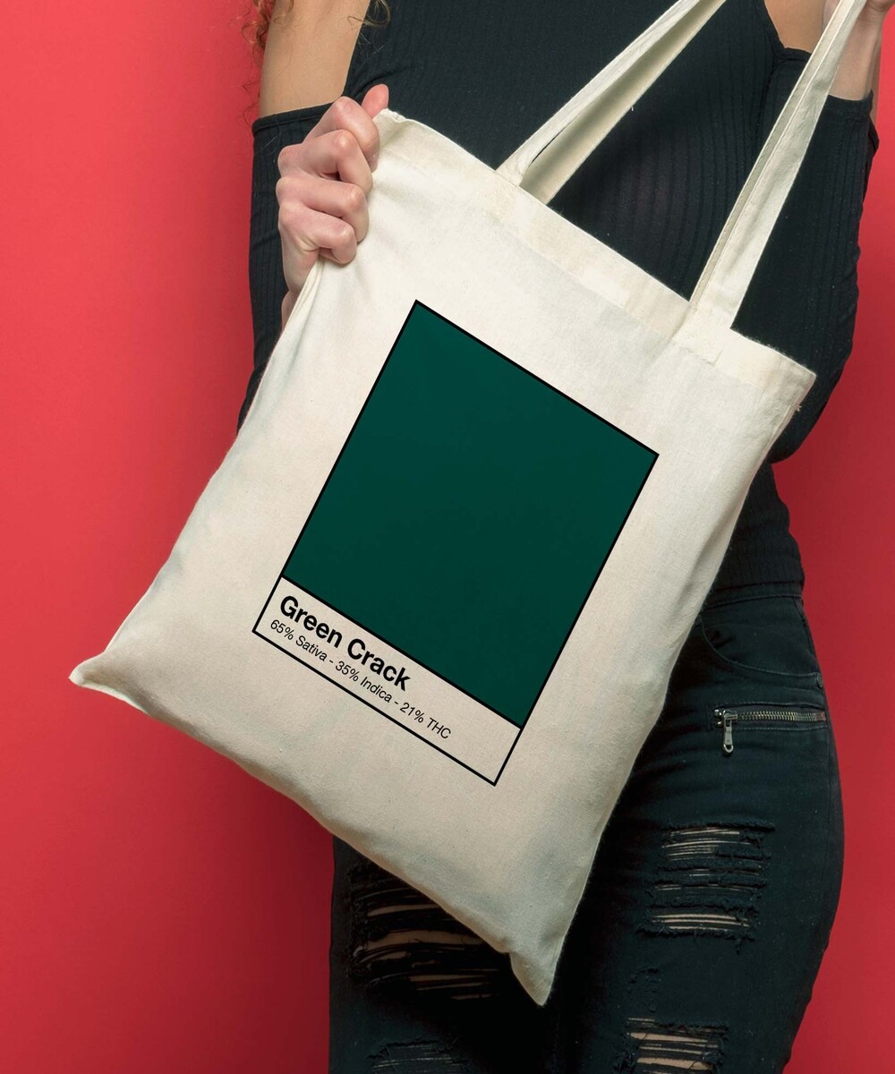 Tote Bag Green Crack de couleur Crème