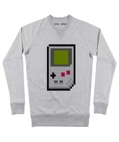 Sweat pour Homme Pixel Game Boy de couleur Gris chiné