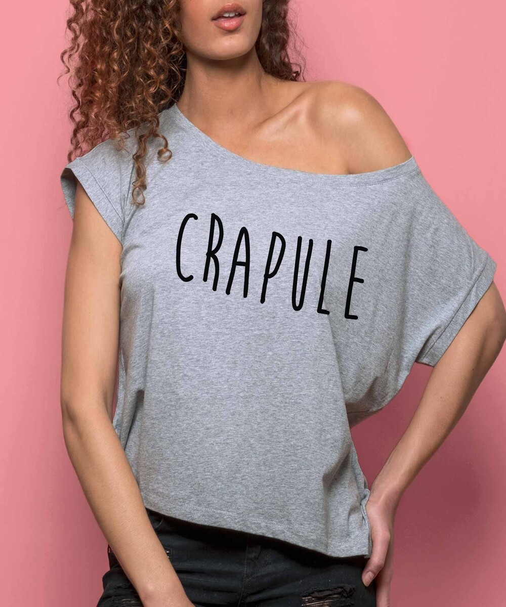 T-shirt pour Femme Loose Crapule de couleur Gris chiné