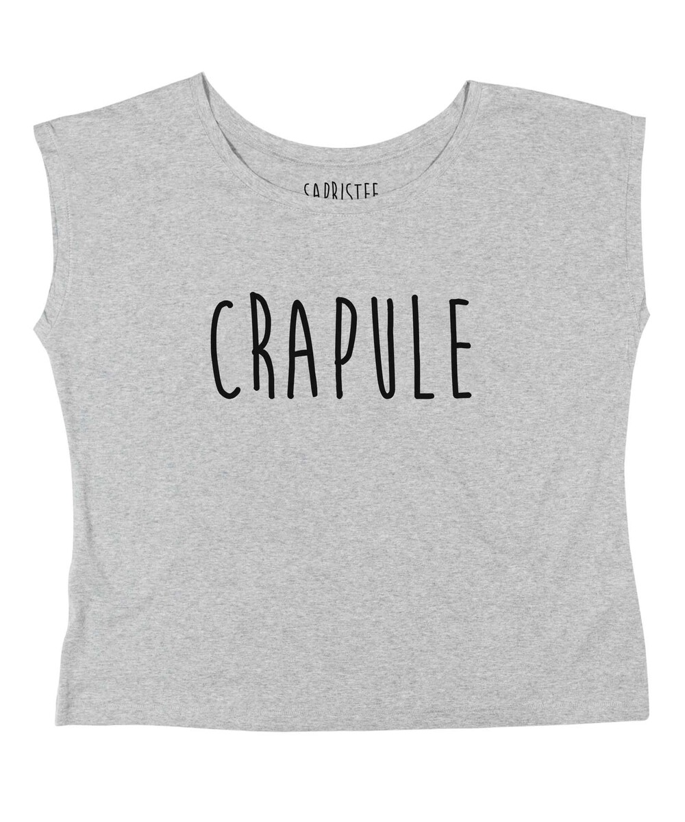 T-shirt pour Femme Loose Crapule de couleur Gris chiné