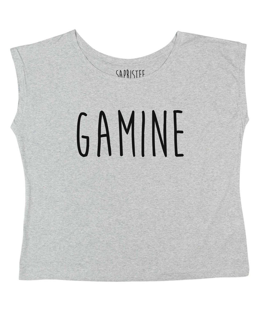 T-shirt pour Femme Loose Gamine de couleur Gris chiné