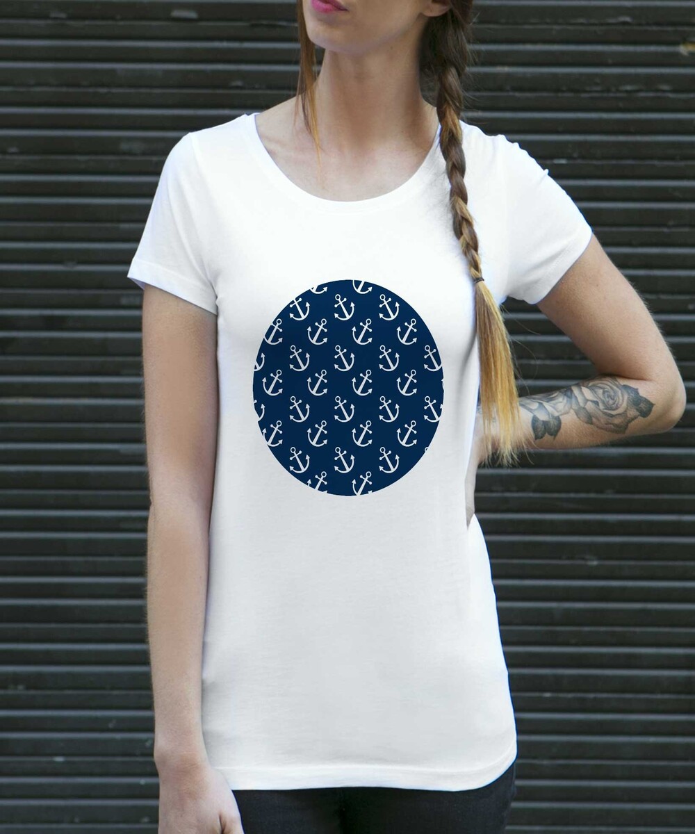 T-shirt pour Femme Femme Ancres Marines de couleur Blanc