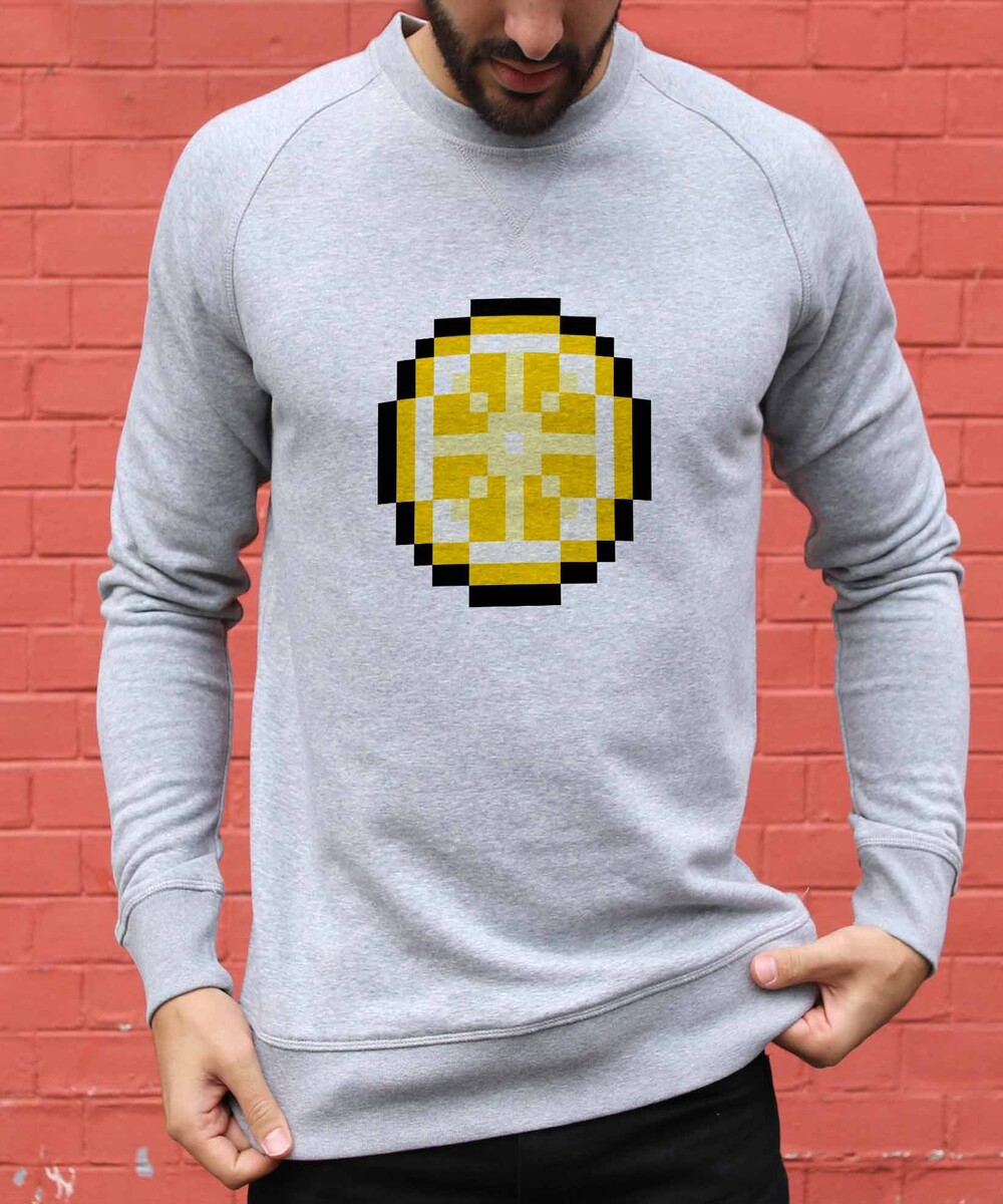 Sweat pour Homme Pixel Citron de couleur Gris chiné