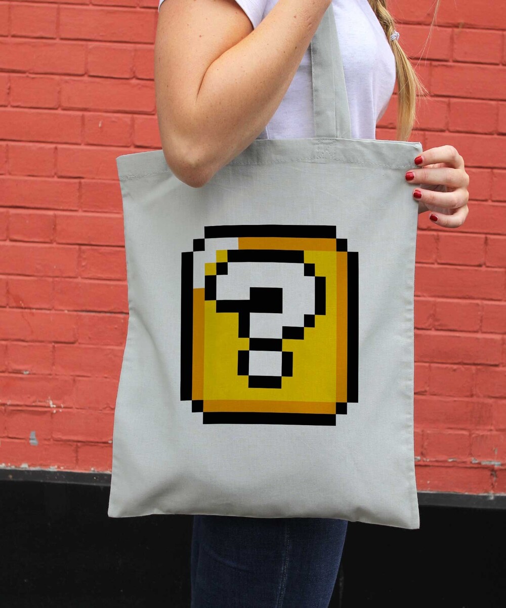 Tote Bag Pixel Cube Mystère de couleur Gris