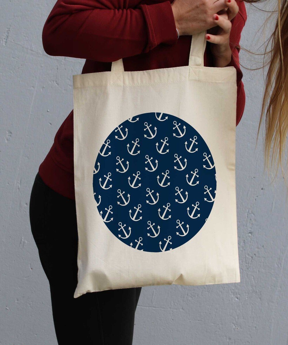 Tote Bag Ancres Marines de couleur Crème