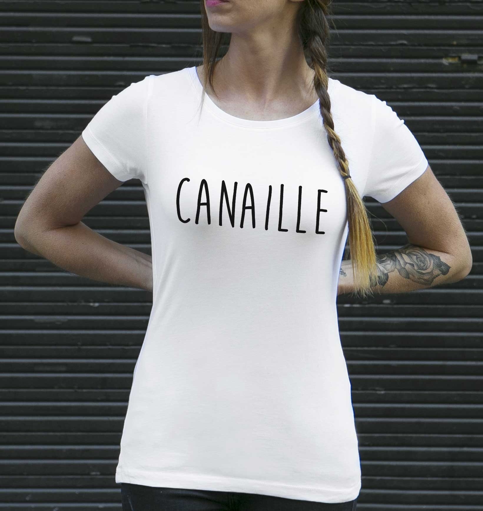 T-shirt Femme Canaille de couleur Blanc