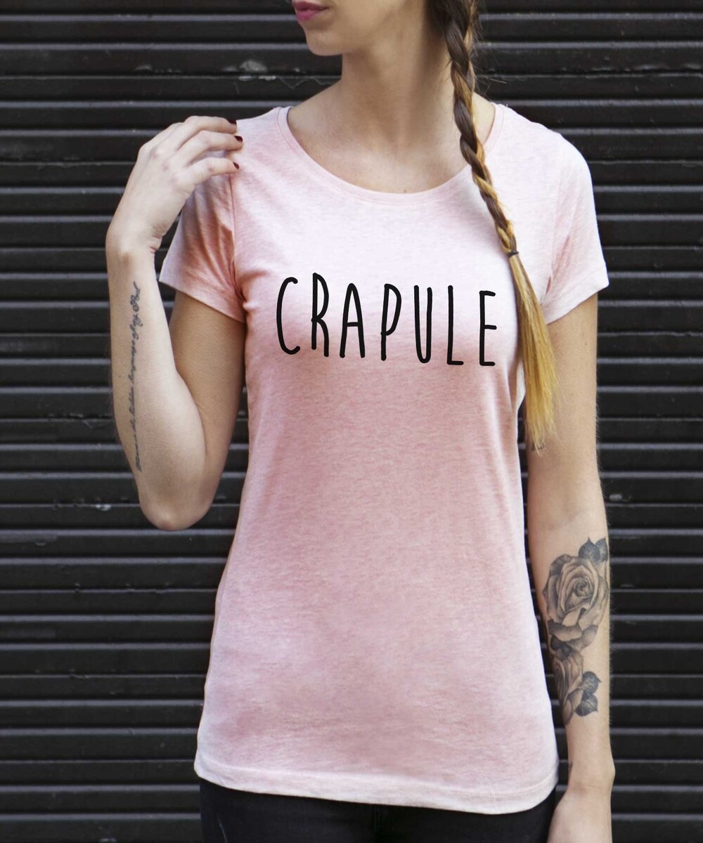 T-shirt pour Femme Femme Crapule de couleur Rose chiné