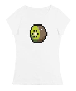 T-shirt pour Femme Femme Pixel Kiwi de couleur Blanc