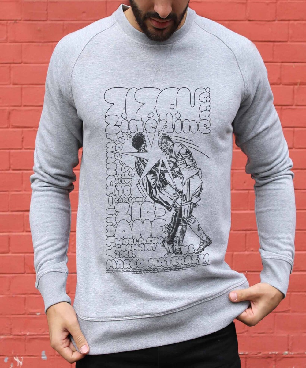 Sweat pour Homme Coup de Tête Zidane de couleur Gris chiné