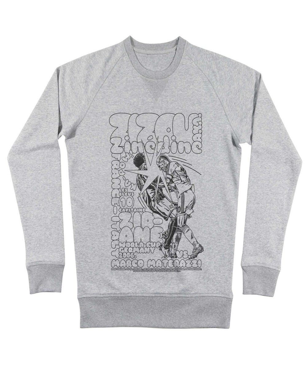 Sweat pour Homme Coup de Tête Zidane de couleur Gris chiné