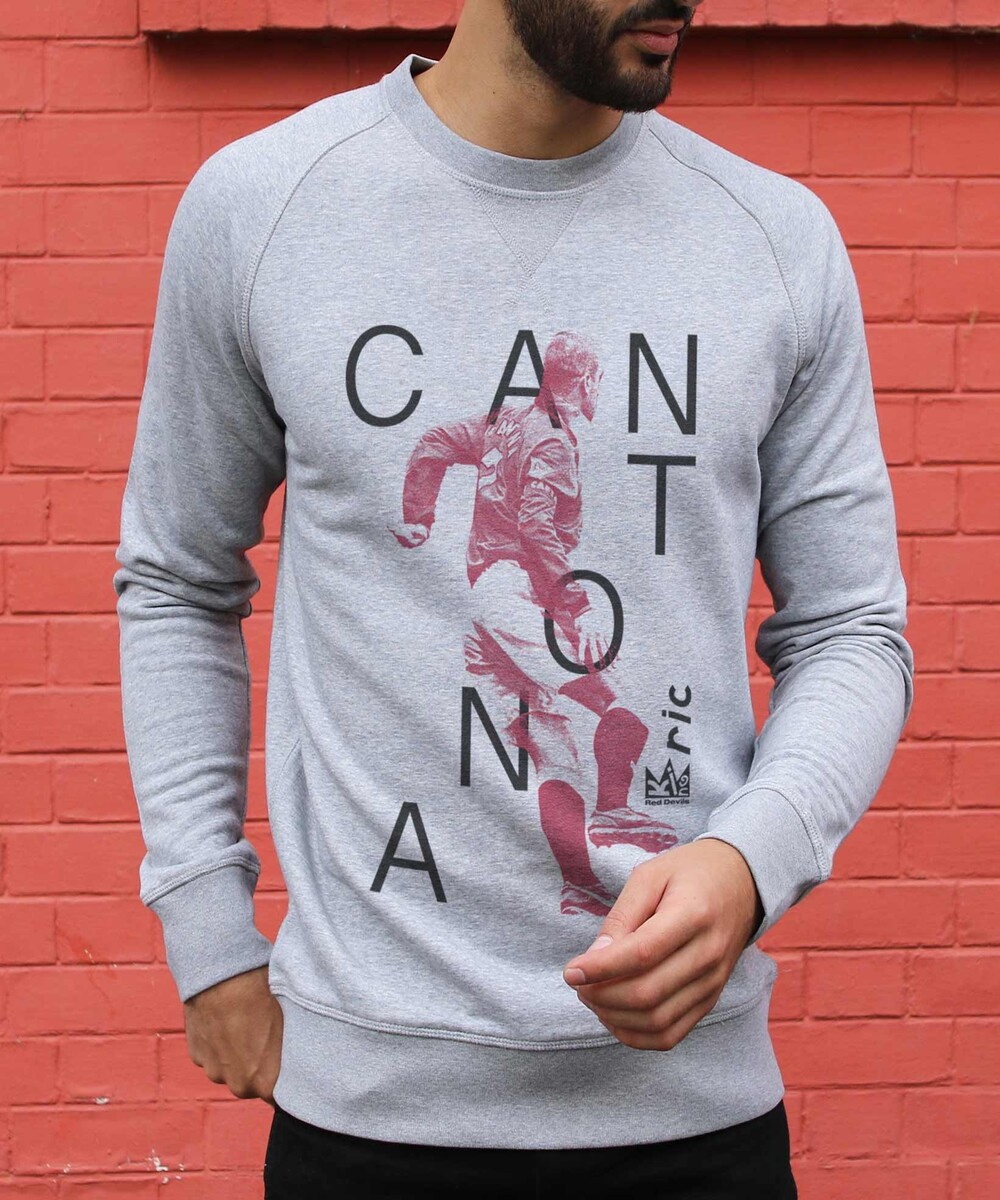 Sweatshirt pour Homme Eric Cantona de couleur Gris chiné