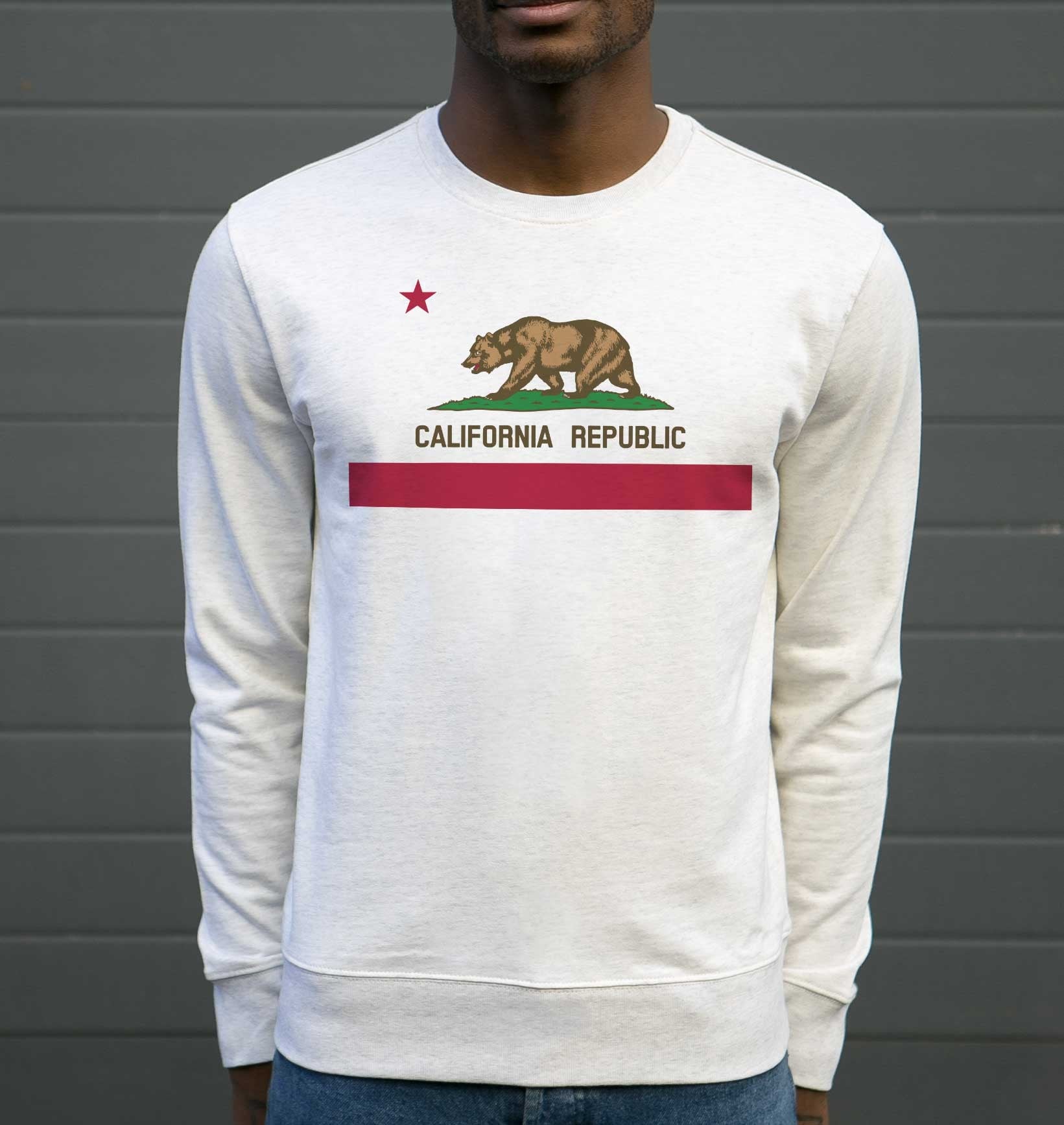 Sweat California Republic de couleur Gris chiné