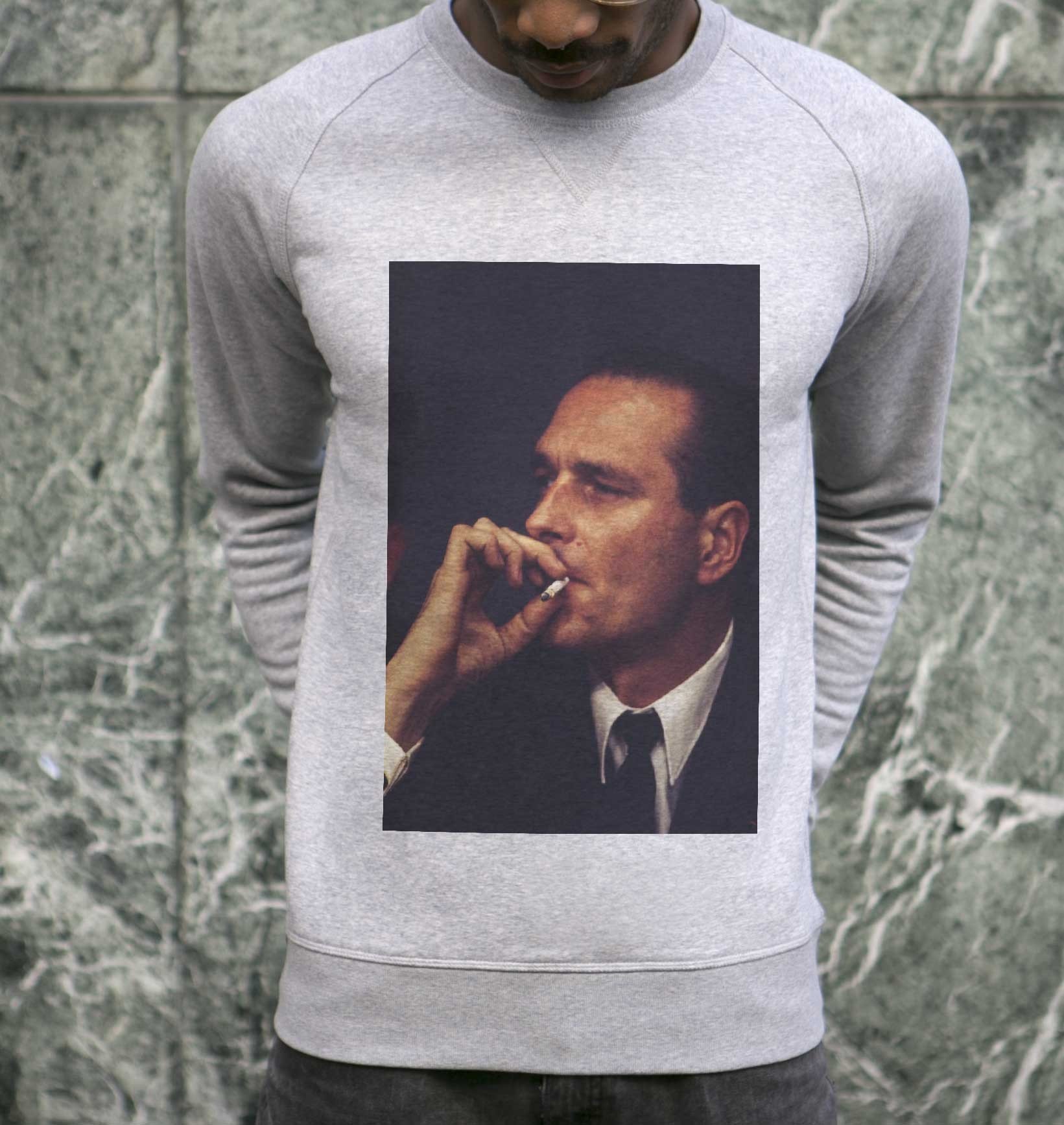 Sweat-shirt Chirac BG de couleur Gris chiné