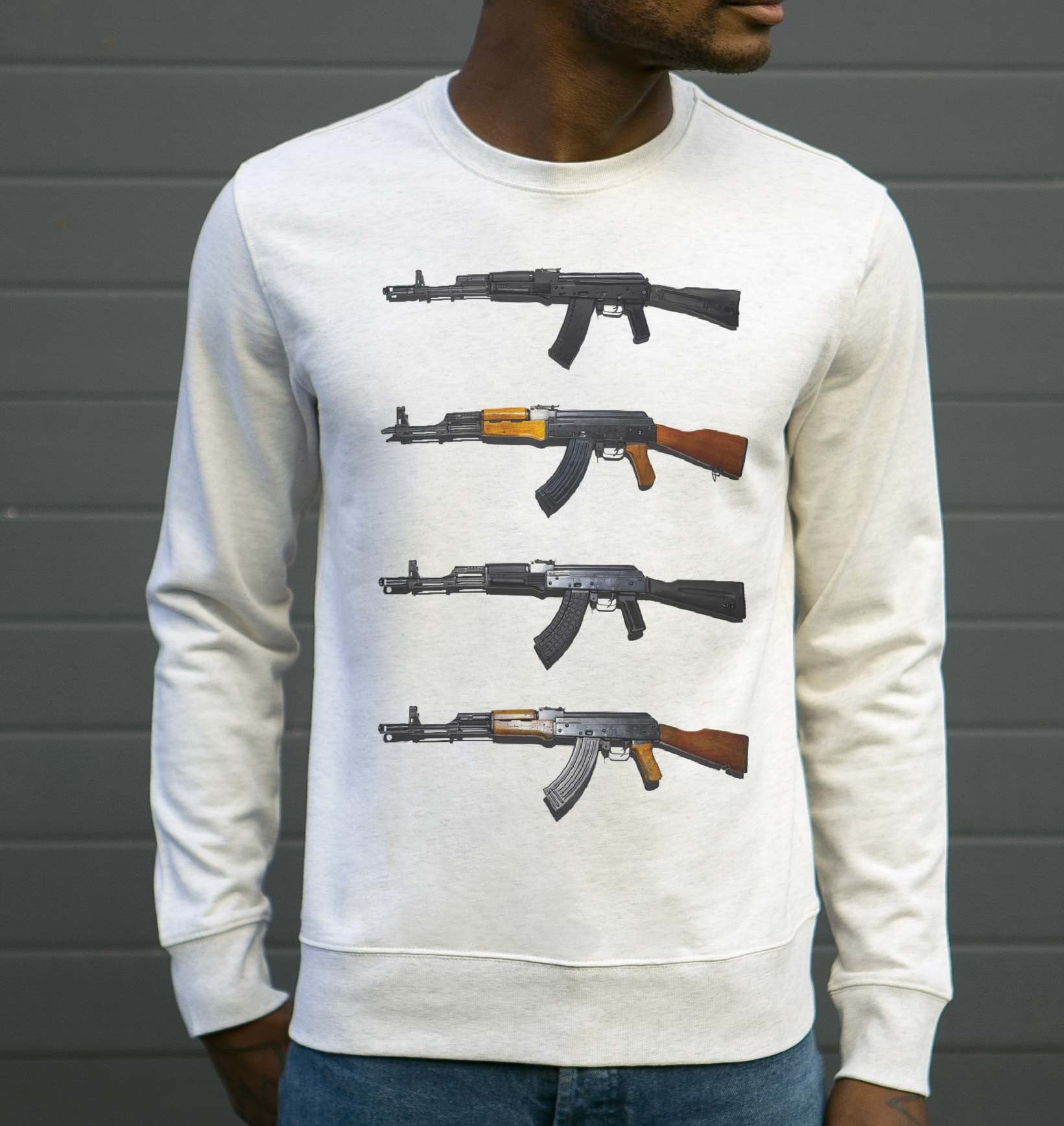 Sweat AK 47 de couleur Gris chiné