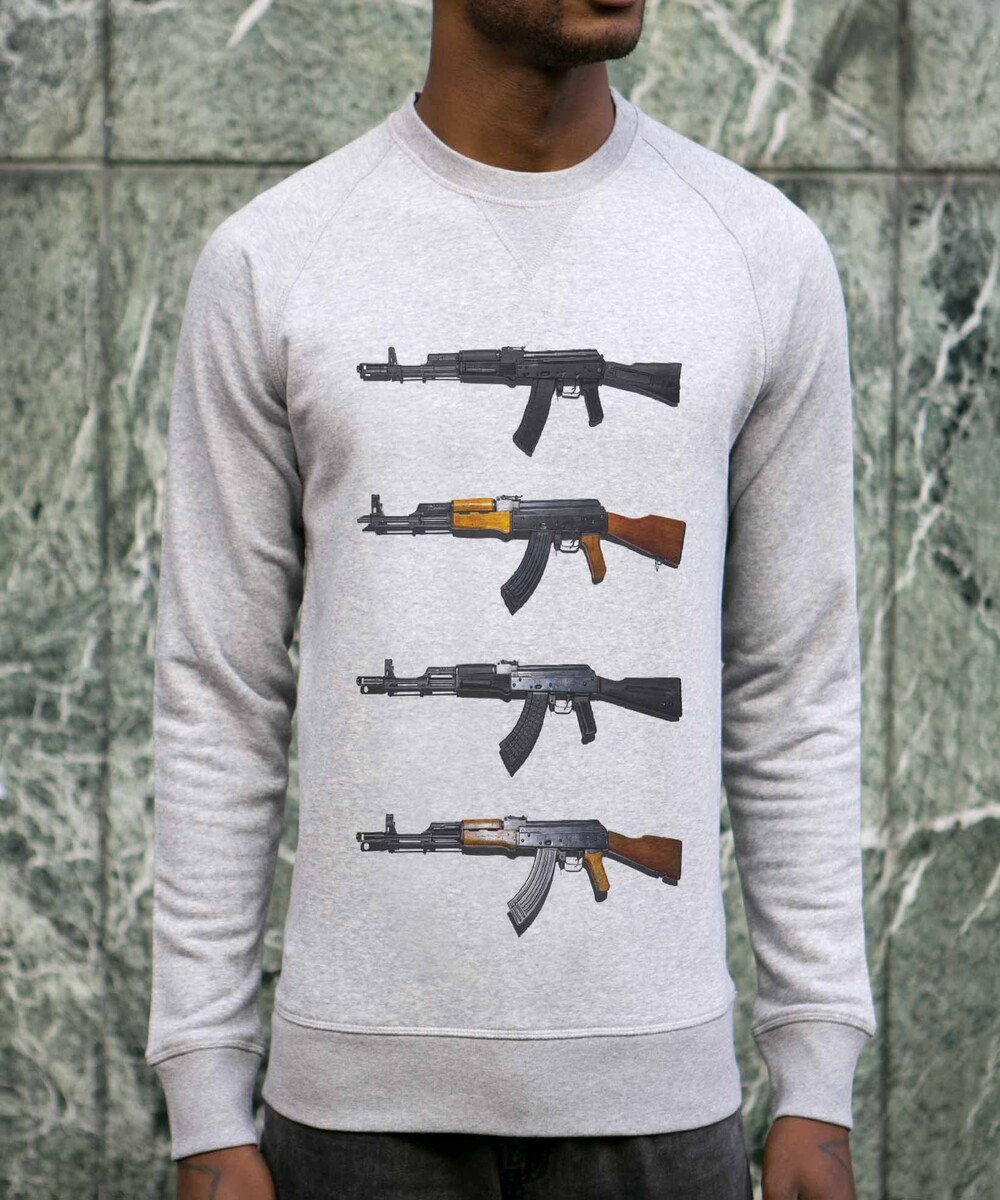 Sweat pour Homme AK 47 de couleur Gris chiné