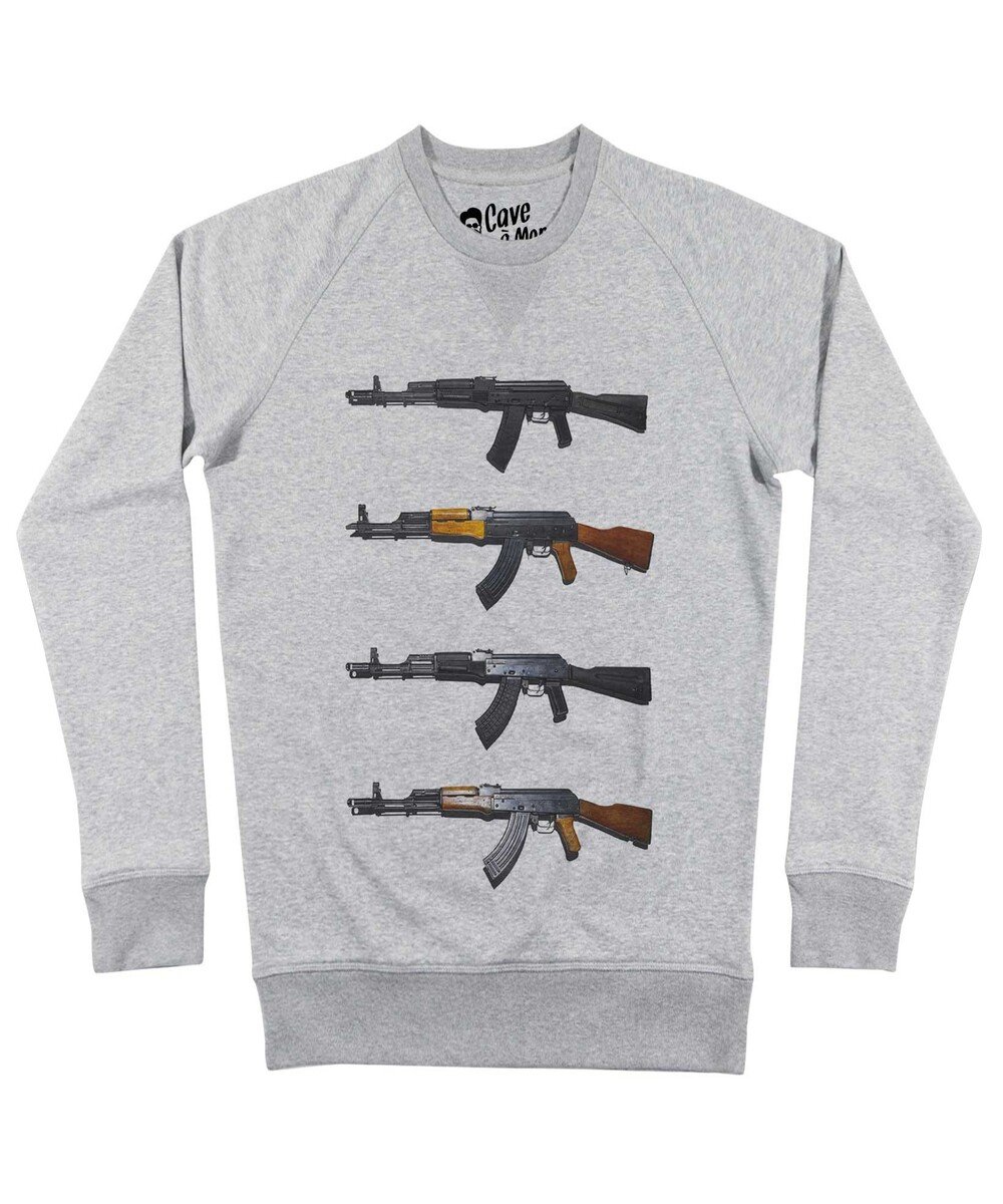Sweat pour Homme AK 47 de couleur Gris chiné