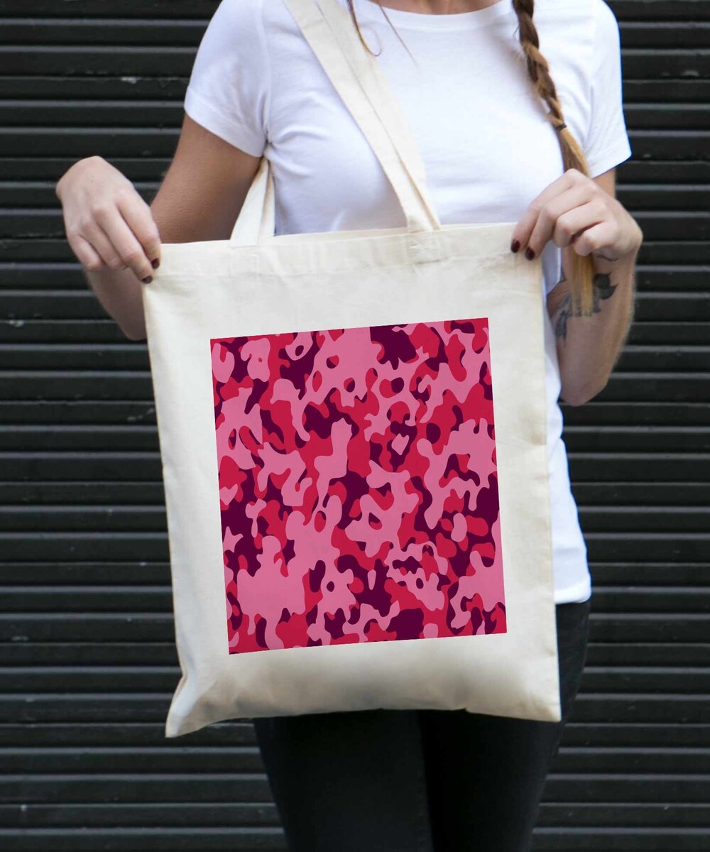 Tote Bag Camo Rose de couleur Crème
