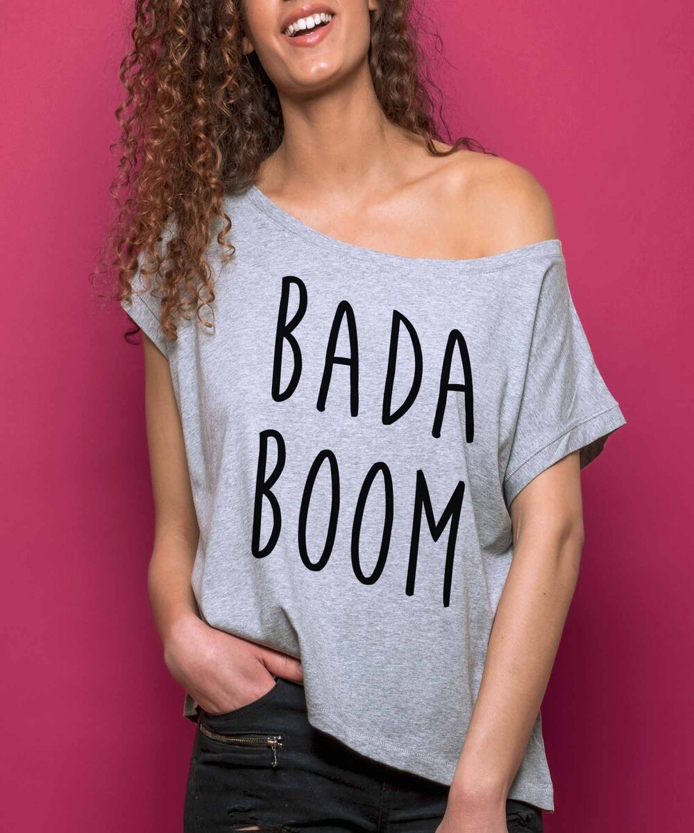 T-shirt pour Femme Loose Badaboom de couleur Gris chiné