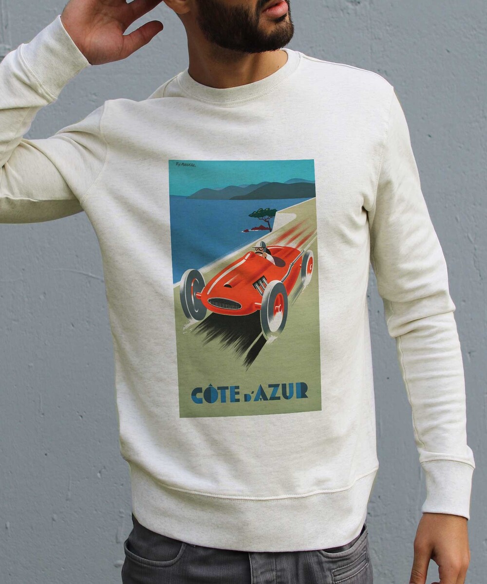 Sweat pour Homme Côte d'Azur de couleur Beige chiné