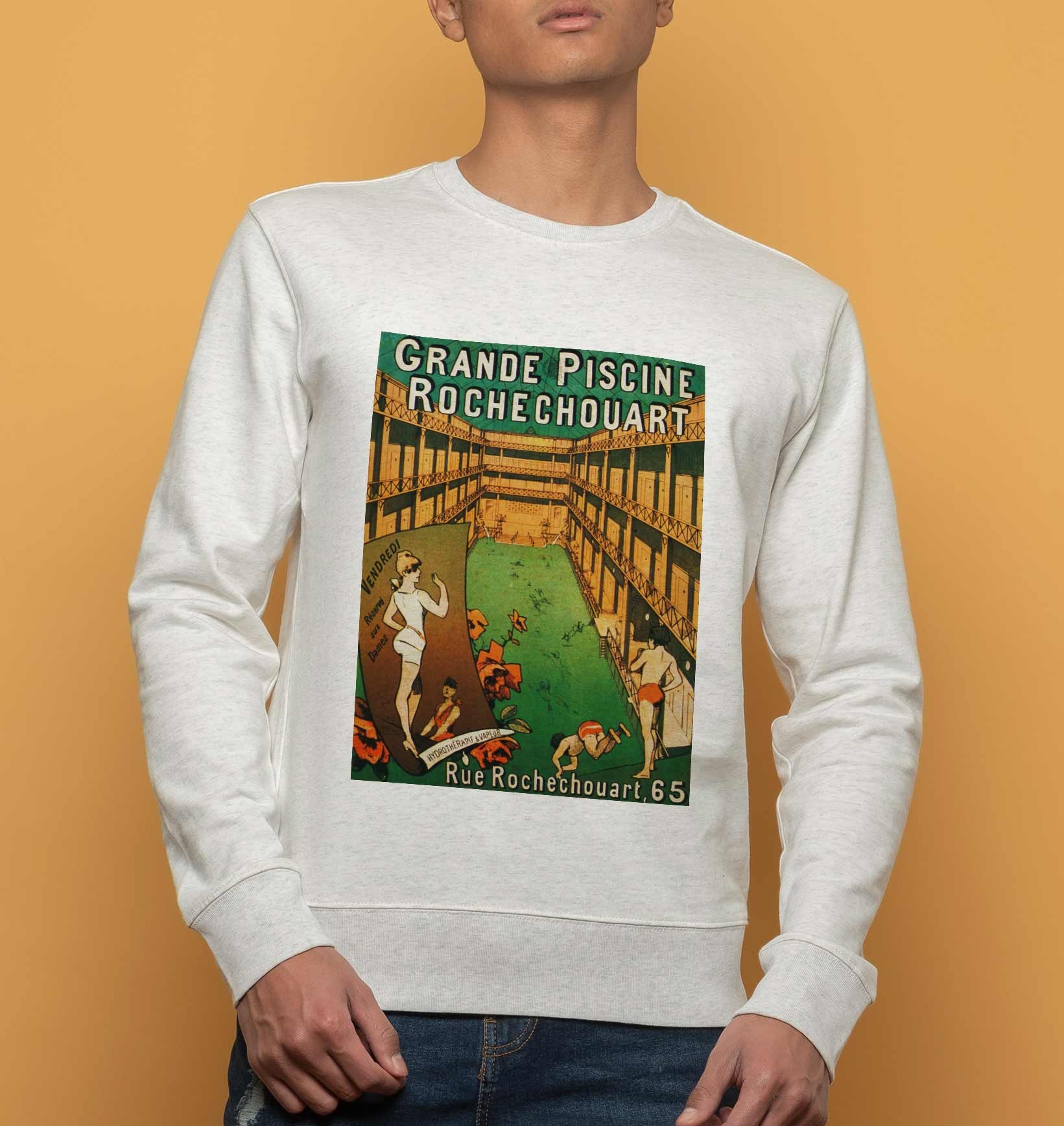 Sweat Grande Piscine Rochechouart de couleur Gris chiné