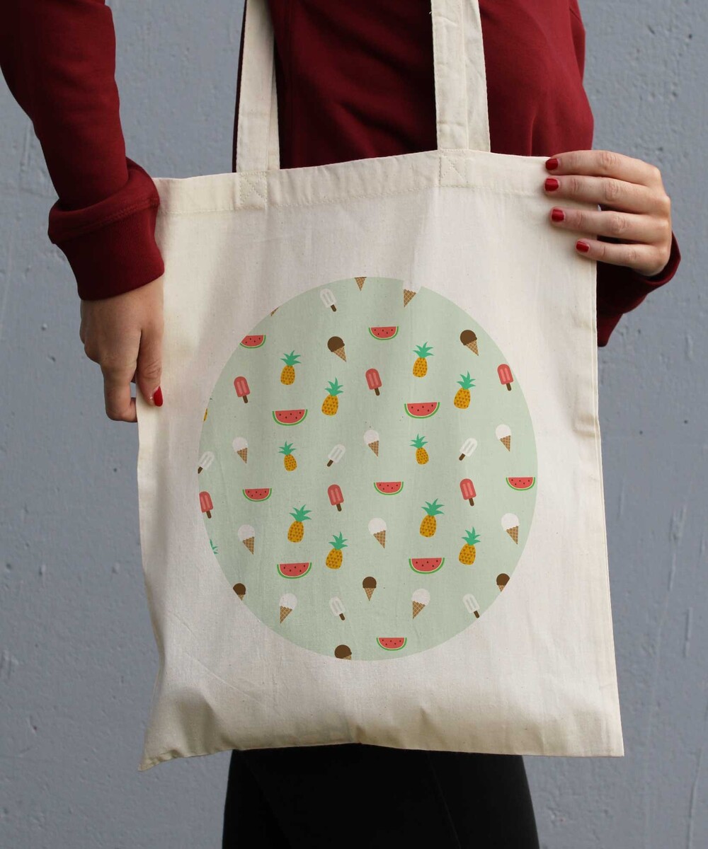 Tote Bag Summer Pattern de couleur Crème