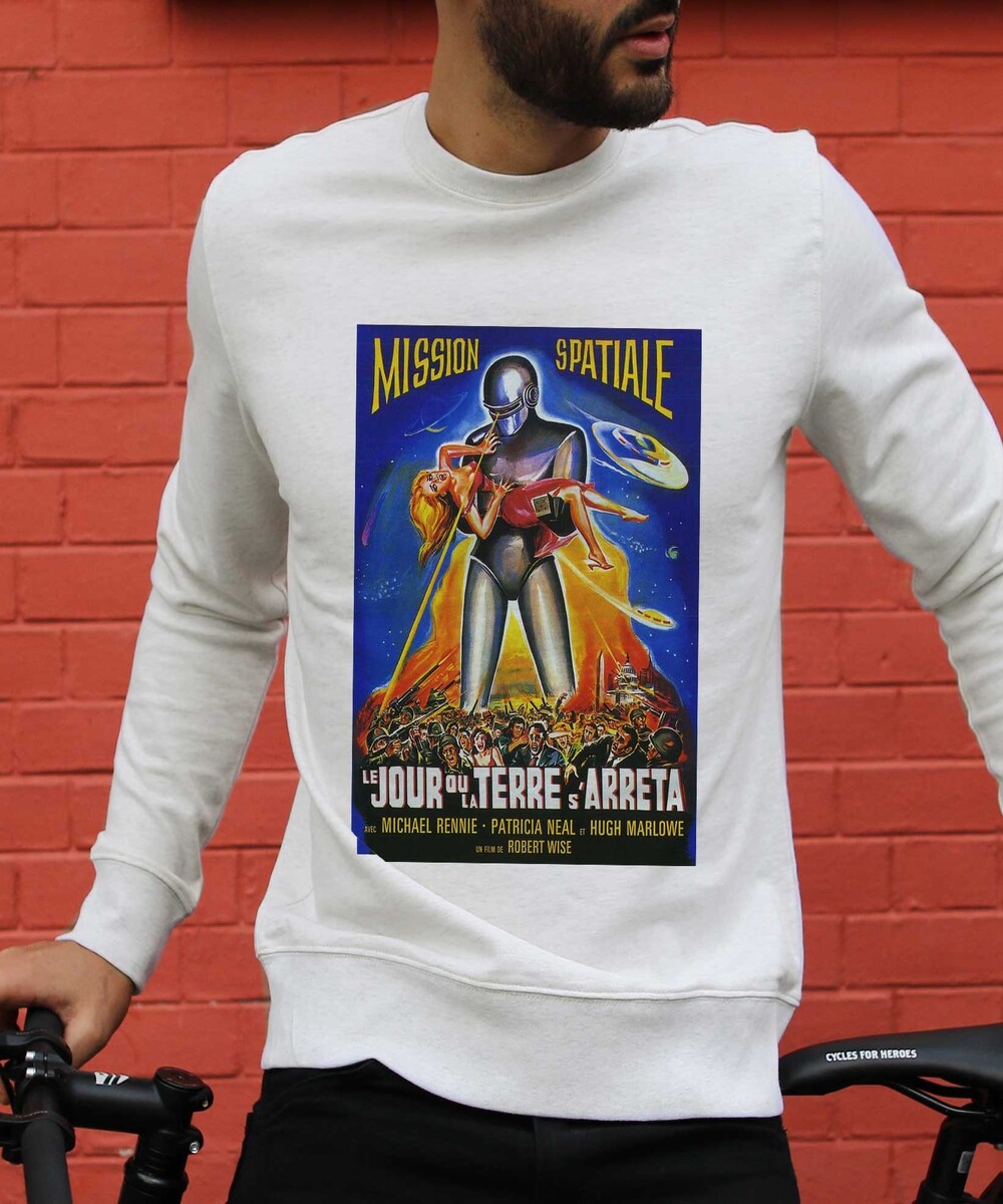 Sweat pour Homme Le Jour Ou La Terre S'Arrêta de couleur Beige chiné